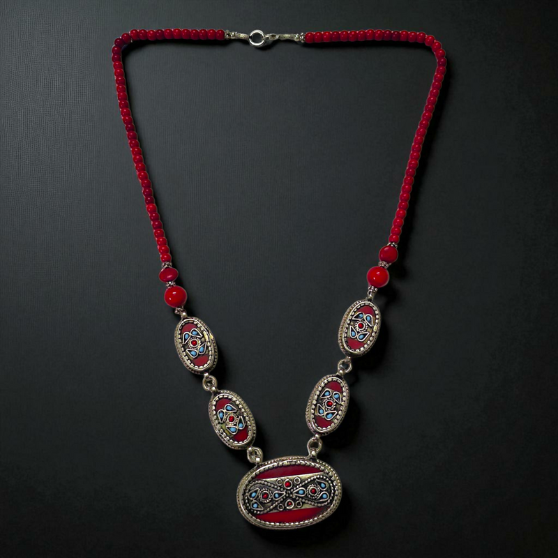 Metal Native Style Necklace with Earings