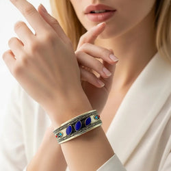 Metal Bracelet With Blue Lapis